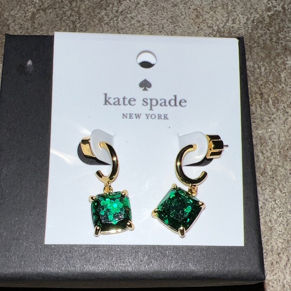 Kate Spade Emerald Green and Gold Drop Earrings - Picture 1 of 3